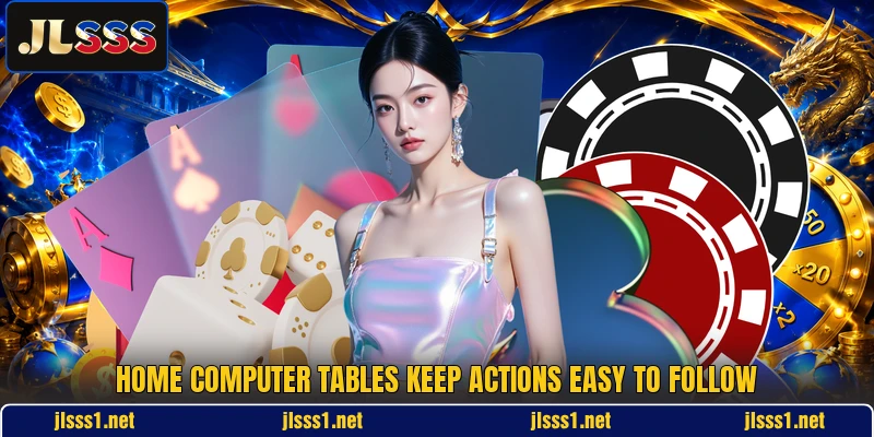 Home computer tables keep actions easy to follow