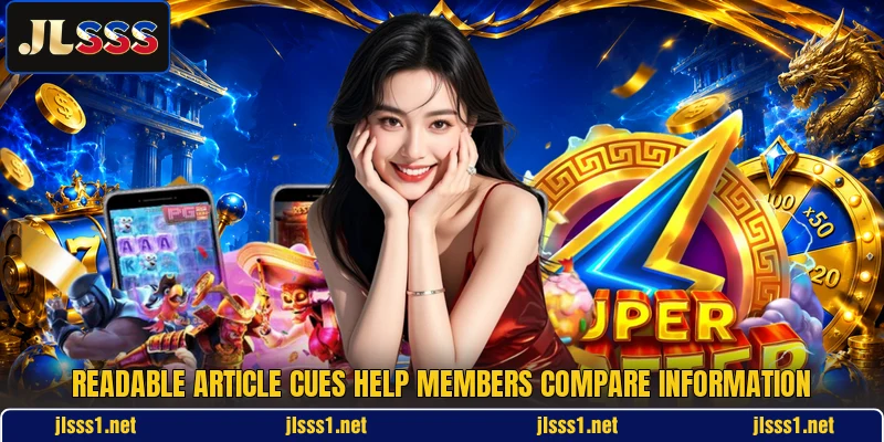 Readable article cues help members compare information