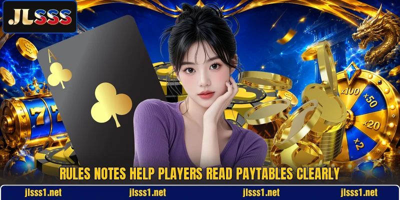 Rules notes help players read paytables clearly Rules notes help players read paytables clearly